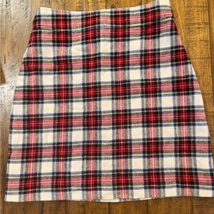 J. Crew Plaid A-Line Skirt - Red, Black, Cream